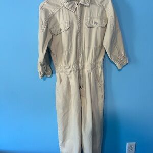 We The Free Beige Utility Jumpsuit